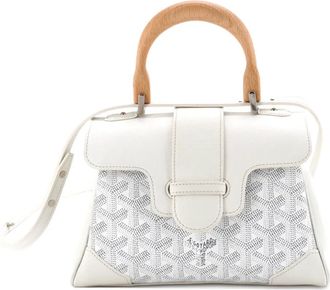 Goyard Borsa a spalla Saigon mini in pelle e tela cerata - Bianco