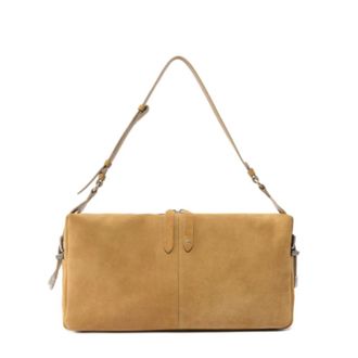 Pinko Logo-Appliqu&eacute; Schoudertas - Dames - Schoudertassen - Beige - ONE Size - Su&egrave;de - Tassen