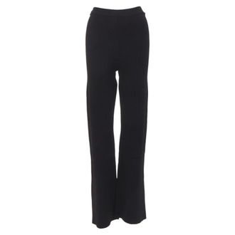 Nanushka black viscose nylon knitted wide leg pants