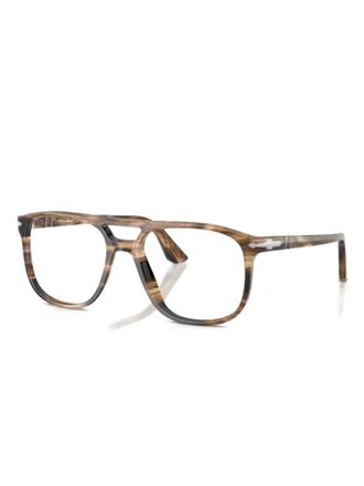 Persol striped geometric frame glasses - Marrone