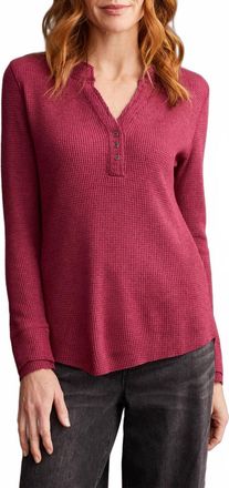 Tribal Soft Washed Thermal Henley Top In Port Wine