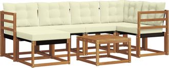 vidaXL Conjunto De Sof&aacute;s De Exterior 7 Uds. Natural Y Crema Vidaxl