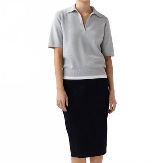 Ann Mashburn Alison Sweater In Pale Heather Grey Cotton/silk