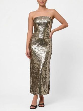 Rachel Roy Yuri Strapless Sequin Midi Dress in Silver at Nordstrom, Size Xx-Large