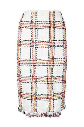 Elisabetta Franchi Boucl&eacute; Midi Skirt White/Red