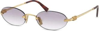 Miu Miu Eyewear MUA54S5AK04O Oval Metal Frame Sunglasses - Gold
