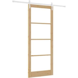 vidaXL Vidaxl - Puerta Deslizante Marr&oacute;n 93 X 232 Cm Madera Maciza De Pino