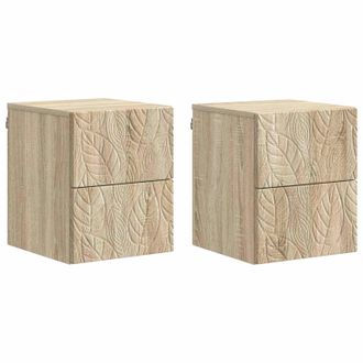 vidaXL Mesita De Noche De Pared 2 Pcs Roble Sonoma 34,5 X 33 X 40 Cm Vidaxl
