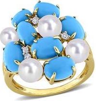 Delmar Cultured Freshwater Pearl & Created Turquoise Cluster Ring at Nordstrom Rack, Size 8