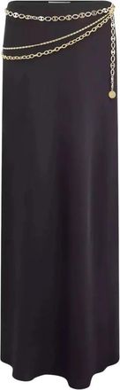 Paco Rabanne Zwarte maxi-rok met gouden kettingen - Dames - Maxi Rokken - Zwart - S - Polyester - Rokken