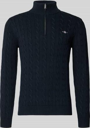 GANT Slim Fit Troyer mit gerippten Abschlüssen in Marine, Größe XXL