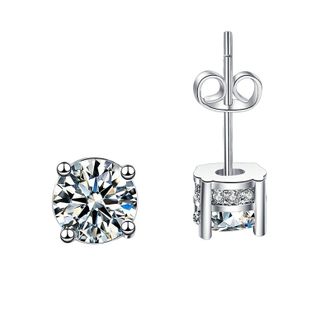 Generic Earrings For Women Silver Diamond Stud Earrings Shiny Circle Studs,Cubic Zirconia Sets Hypoallergenic Earrings Studs Small Sterling Silver Earrings Fo