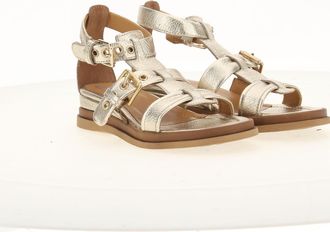 Mjus Sandalen met sleehak, in leer