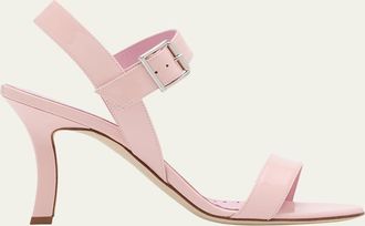Manolo Blahnik 90mm Sakapla Patent Leather Sandals