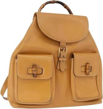 Gucci Pre-owned Backpacks, female, Brown, Size: ONE SIZE Pre-owned Leather Backpack