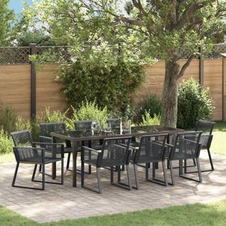 vidaXL Conjunto De Comedor De Jard&iacute;n 9 Pcs Negro Vidaxl