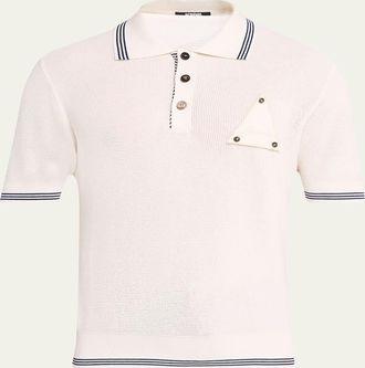 Jacquemus Mens Silk and Cotton Mesh Polo Shirt