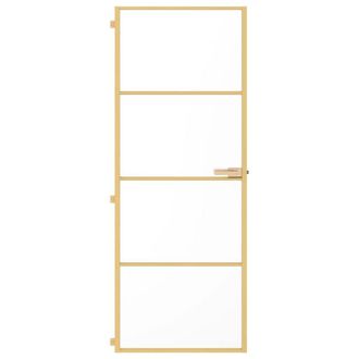 Berkfield Home Interior Door Slim Golden 76x201.5 cm Tempered Glass & Aluminium in Gold