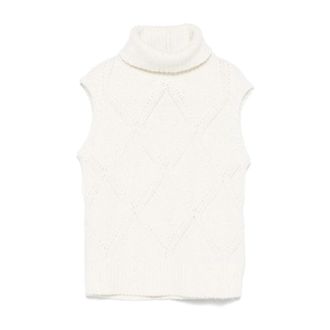 Fabiana Filippi Turtlenecks, female, White, Size: XS White Sleeveless Sweater with Sequins