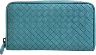 Bottega Veneta Tweedehands leren portemonnees - Dames - Vintage Accessoires - Blauw - ONE Size - Leer - Vintage