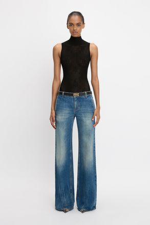 Victoria Beckham High Neck Bodysuit In Black XL