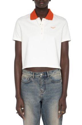 Zadig&Voltaire Mirta Crop Polo in Cream at Nordstrom, Size X-Small