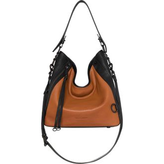 Rebecca Minkoff Mab Colorblock Leather Hobo Bag in Caramello/Black at Nordstrom