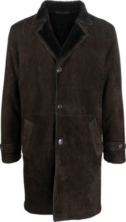 Liska single-breasted suede coat - men - Lamb Fur/Lamb Skin - 56 - Brown