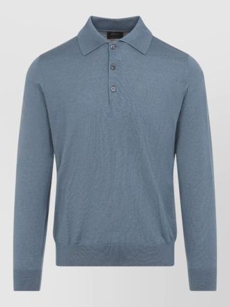 Brioni cashmere silk long sleeve polo shirt