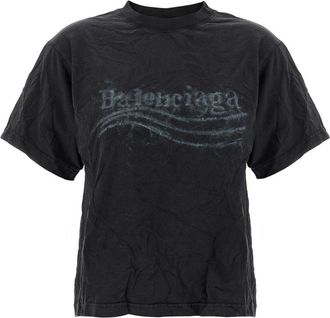 Balenciaga Black Washed Crayon Political T-shirt