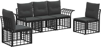 vidaXL Conjunto De Sof&aacute;s De Exterior 5 Uds. Negro Y Gris Oscuro Vidaxl