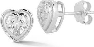 Glaze Jewelry Cubic Zirconia Bezel Set Heart Stud Earrings in Silver at Nordstrom Rack