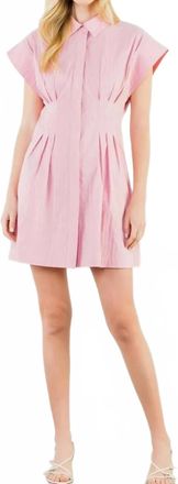 THML Clothing Striped Shirt Dress In Pink