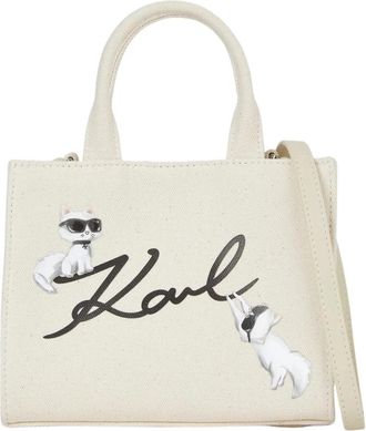 Karl Lagerfeld Ikon Signature Choupette Tote Bag - Dames - Handtassen - Wit - ONE Size - Katoen - Tassen