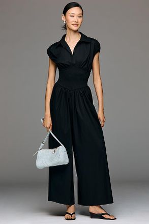Hutch Wide-Leg Short-Sleeve V-Neck Jumpsuit