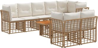 vidaXL Conjunto De Sof&aacute;s De Jard&iacute;n 9 Uds. Natural Y Crema Vidaxl