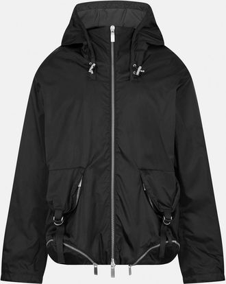 Off-white Mens Off White Solid Patterned Hooded Drawstring Windbreaker in Black - Size Small