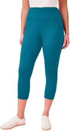 Roaman's Soft Sculpt Side Pocket Capri Legging in Deep Teal at Nordstrom, Size 32