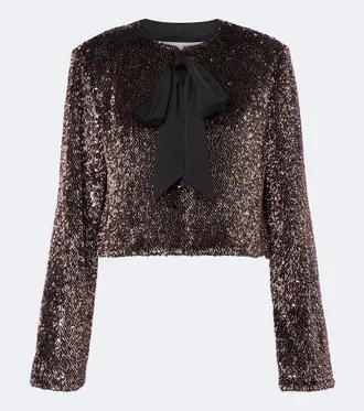 Veronica Beard Chaqueta Bancroff con lentejuelas y lazo