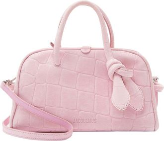 Jacquemus Pink Croc-Embossed Suede Le Turismo Small Bowling Bag (Authentic Pre-Loved)