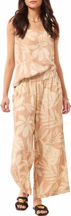 Tribal Pull On Crop Pants With Waistband Ruffle In Desert-2369