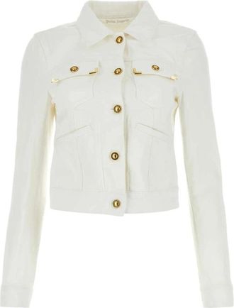 Palm Angels Kort denim jack - Dames - Spijkerjassen - Wit - S - Denim - Jassen