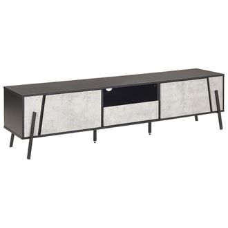 Beliani Beliani - Mueble Tv Color Hormig&oacute;n Y Negro 177 Con 2 Armarios 1 Balda 1 Caj&oacute;n Espacio Para Cables Estilo Moderno Blackpool