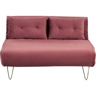 Beliani Sof&aacute; Cama 2 Plazas De Terciopelo Rosa Dorado Sin Reposabrazos 2 Cojines Vestfold