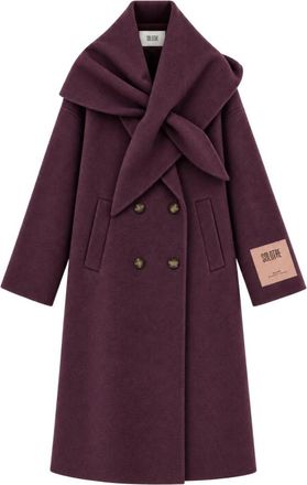 SOLOTRE Double-Breasted Coat - Dames - Mantel - Paars - L - Jassen
