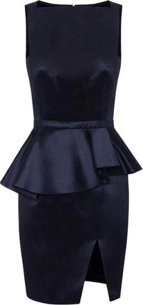 Elisabetta Franchi Mini-jurk van gazar-stof met ruche - Dames - Jurken - Blauw - Maat: L Zijde
