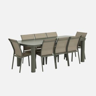 Sweeek Conjunto Mesa De Jard&iacute;n De Aluminio Con 8 Sillas
