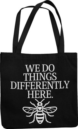 Generic Manchester Bee Tote Bag - We Do Things Differently Here (Black)