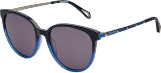 Zadig&Voltaire Accessoires, Dames, Blauw, ONE Size, Ronde Vlinderzonnebril van Acetaat