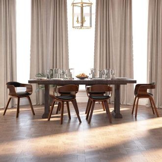 vidaXL Vidaxl - Sillas De Comedor 6 Uds Madera Curvada Y Cuero Sint&eacute;tico Negro